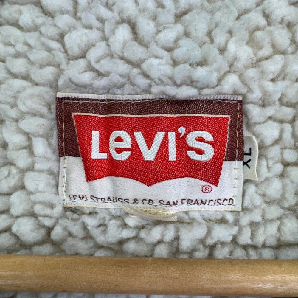 Levis Suede Sherpa Lined Western Vest XL Tan Brown Vintage 70s 80s Cowboy Rugged